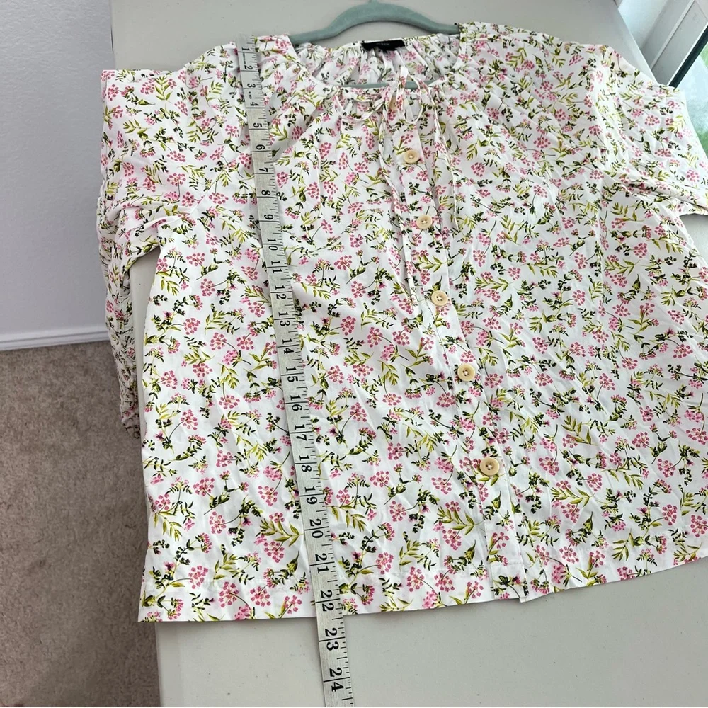 J.Crew NWOT Tie-sleeve button-front cotton poplin top meadow floral‎ size Medium
